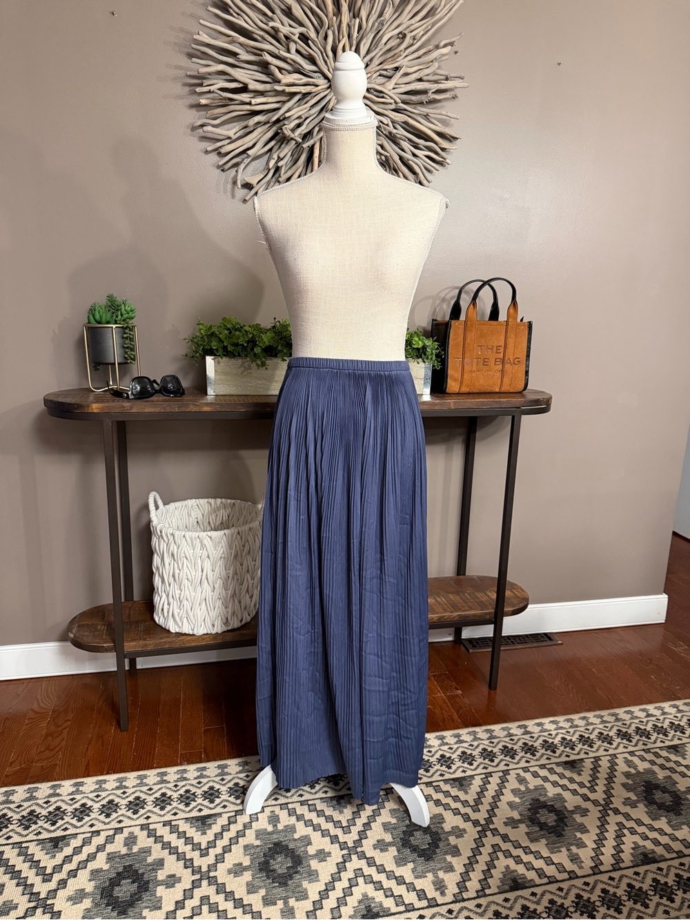 Boden pleated maxi skirt‎ in smoky blue